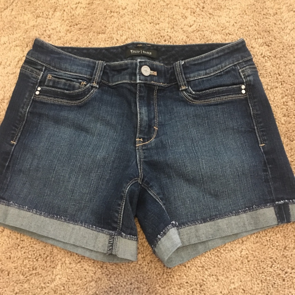White House black market dark washed shorts